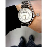 Emporio Armani Gianni T-Bar Mother of Pearl Dial Silver Stainless Steel Watch For Women - AR1908