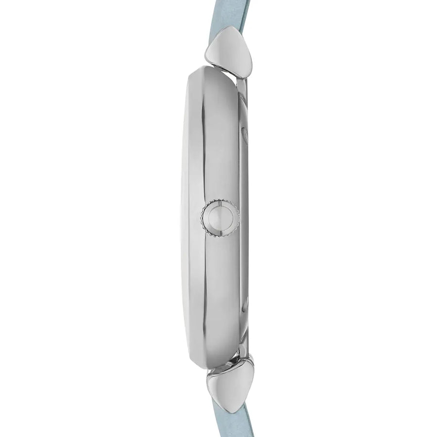 Emporio Armani Gianni T-Bar White Dial Blue Leather Strap Watch for Women - AR1928