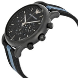 Emporio Armani Luigi Chronograph Quartz Black Dial Two Tone Nylon Strap Watch For Men - AR1948