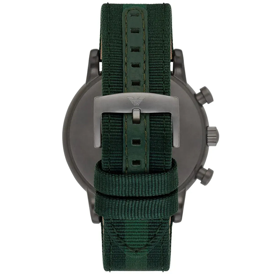 Emporio Armani Luigi XLarge Chronograph Green Dial Green Fabric Strap Watch for Men - AR1950