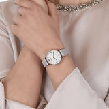 Emporio Armani Gianni T Bar Quartz Mother of Pearl Dial White Leather Strap Watch For Women - AR1965