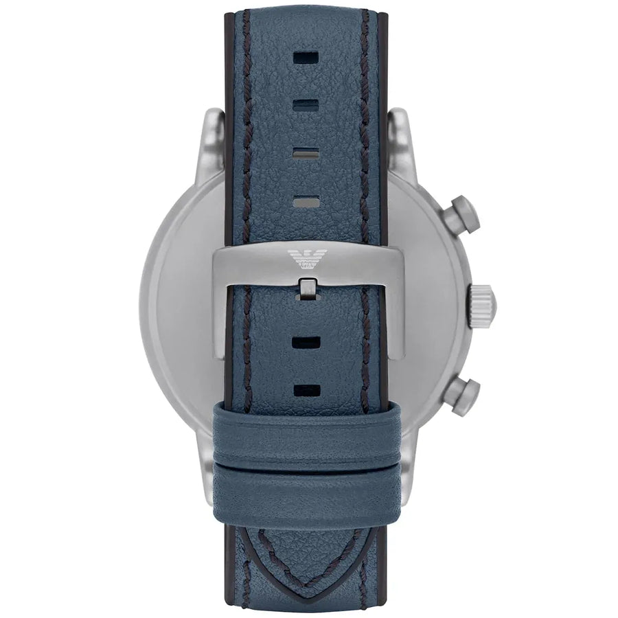 Emporio Armani Luigi XLarge Chronograph Blue Dial Blue Leather Strap Watch for Men - AR1969