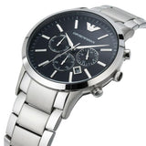 Emporio Armani Sportivo Chronograph Black Dial Silver Steel Strap Watch For Men - AR2460