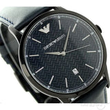 Emporio Armani Renato Blue Dial Blue Leather Strap Watch For Men - AR2479