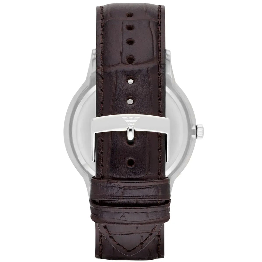 Emporio Armani Renato Large Black Dial Brown Leather Strap Watch for Men - AR2480