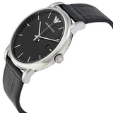 Emporio Armani Luigi Quartz Black Dial Black Leather Strap Watch For Men - AR2500