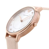 Emporio Armani Kappa Rose Gold & White Dial Beige Nude Leather Strap Watch For Women - AR2510