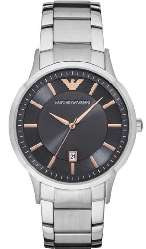 Emporio Armani Renato Quartz Grey Dial Silver Steel Strap Watch For Men - AR2514