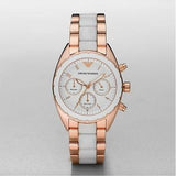 Emporio Armani Sportivo White Dial Rose Gold & White Steel Strap Watch For Women - AR5942