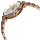 Emporio Armani Gianni T-Bar Silver Dial Rose Gold Steel Strap Watch For Women - AR60023