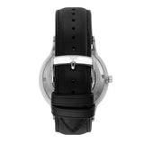 Emporio Armani Meccanico Skeleton Automatic Black Dial Black Leather Strap Watch for Men - AR60038