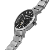 Emporio Armani Meccanico Automatic Black Dial Silver Steel Strap Watch For Men - AR60055