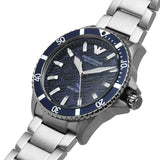 Emporio Armani Meccanico Automatic Blue Dial Silver Steel Strap Watch For Men - AR60059