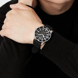 Emporio Armani Meccanico Automatic Black Dial Black Silicone Strap Watch For Men - AR60062