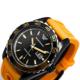 Emporio Armani Sportivo Quartz Black Dial Orange Rubber Strap Watch For Men - AR6046