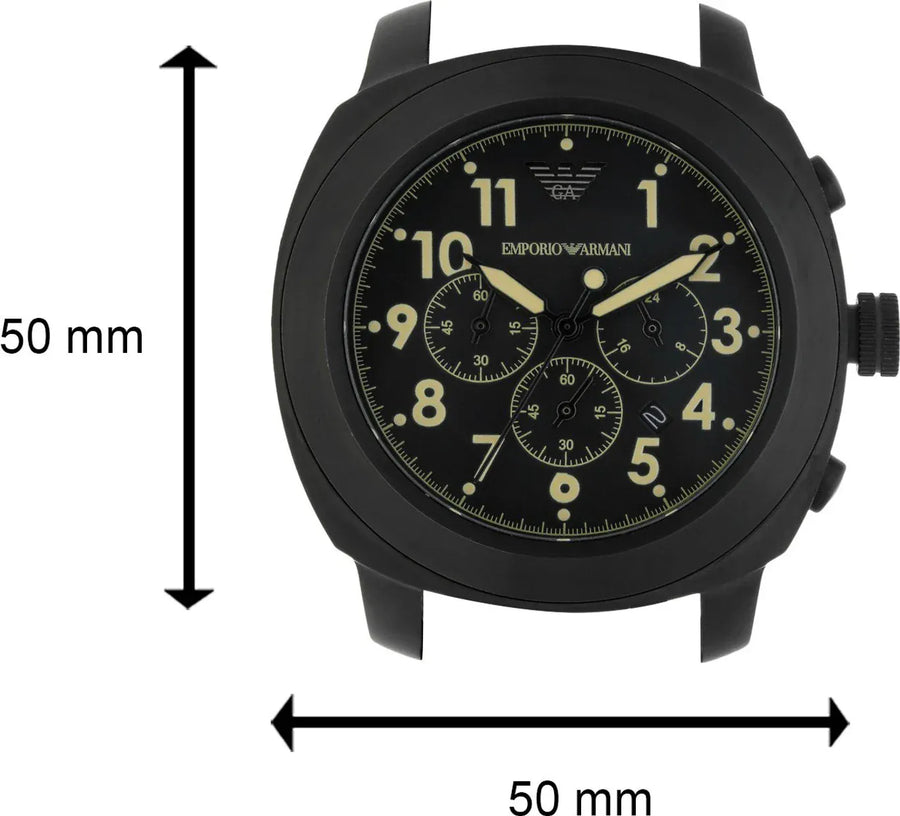 Emporio Armani Sportivo Chronograph Black Dial Black Leather Strap Watch for Men - AR6061