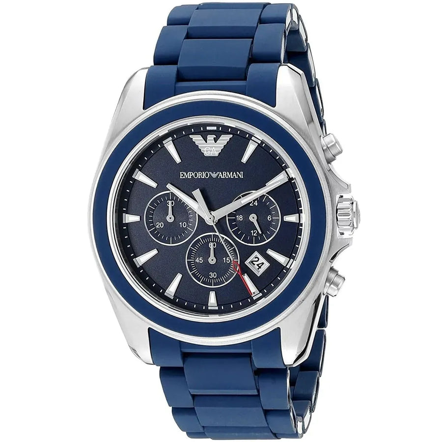 Emporio Armani Sigma Chronograph Blue Dial Blue Silicone Strap Watch for Men - AR6068