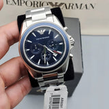 Emporio Armani Sportivo Chronograph Blue Dial Silver Steel Strap Watch For Men - AR6091