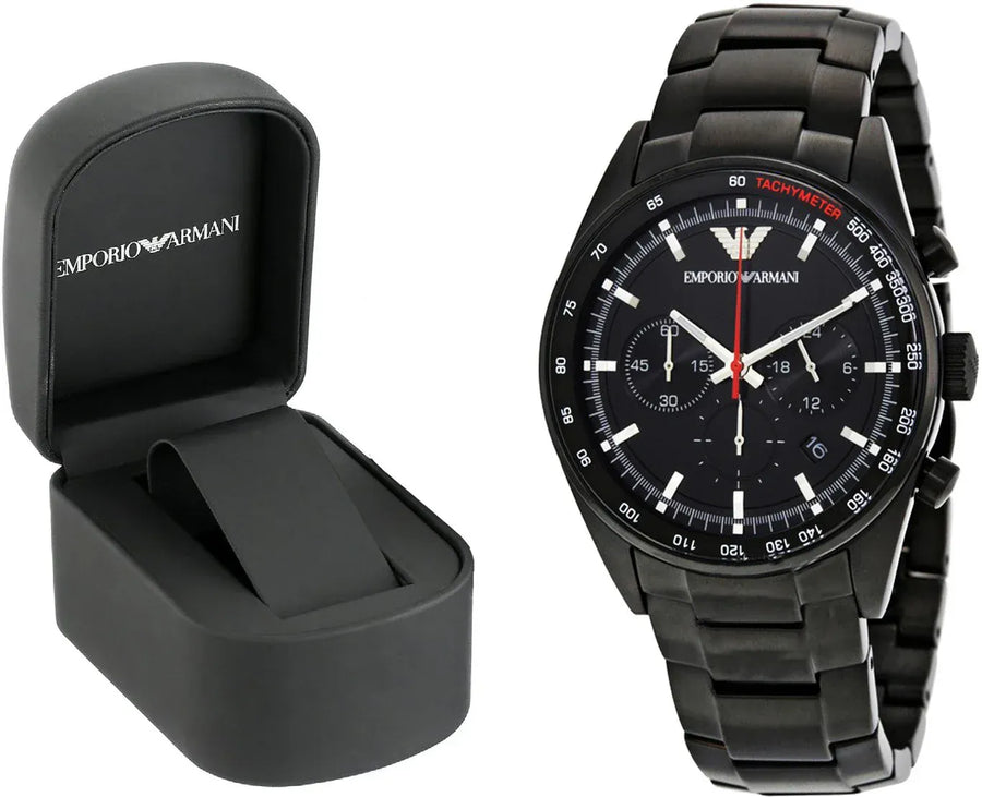 Emporio Armani Sigma Chronograph Black Dial Black Steel Strap Watch for Men - AR6094
