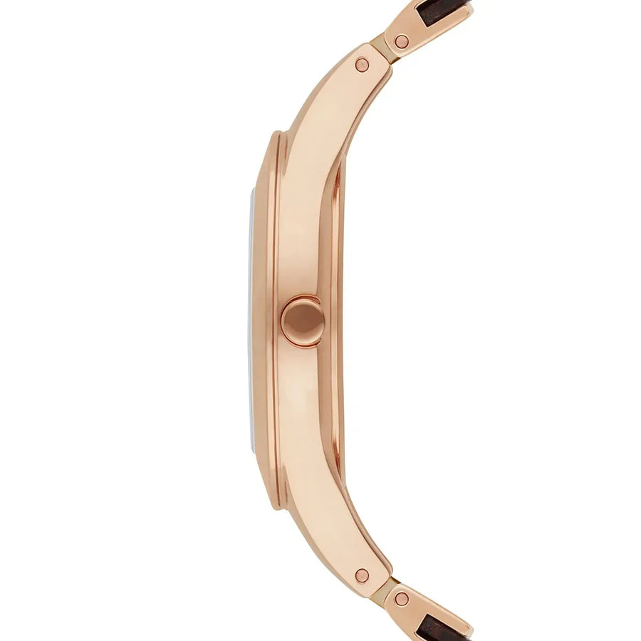 Emporio Armani Chiara Silver Dial Brown Leather Strap Watch for Women - AR7431