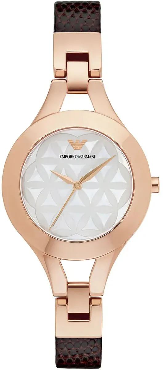 Emporio Armani Chiara Silver Dial Brown Leather Strap Watch for Women - AR7431