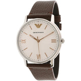 Emporio Armani Kappa Quartz White Dial Brown Leather Strap Watch For Men - AR80006