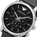 Emporio Armani Dress Analog Black Dial Black Leather Strap Watch For Men - AR8029