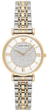 Emporio Armani Gianni T Bar White Dial Two Tone Steel Strap Watch For Women - AR8031