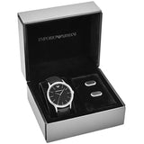 Emporio Armani Renato Analog Black Dial Black Leather Strap Watch For Men - AR8035