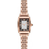 Emporio Armani Gianni T-Bar Analog Crystal Brown Dial Rose Gold Steel Strap Watch For Women - AR11407