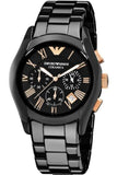 Emporio Armani Chronograph Black Ceramic Stainless Steel Dial Watch For Women - AR1411