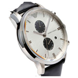 Emporio Armani Gianni White Dial Black Leather Strap Watch For Men - AR0385