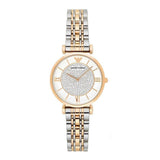 Emporio Armani Gianni T Bar White Dial Two Tone Steel Strap Watch For Women - AR8031