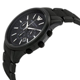 Emporio Armani Ceramica Chronograph Black Dial Black Steel Strap Watch For Men - AR1451