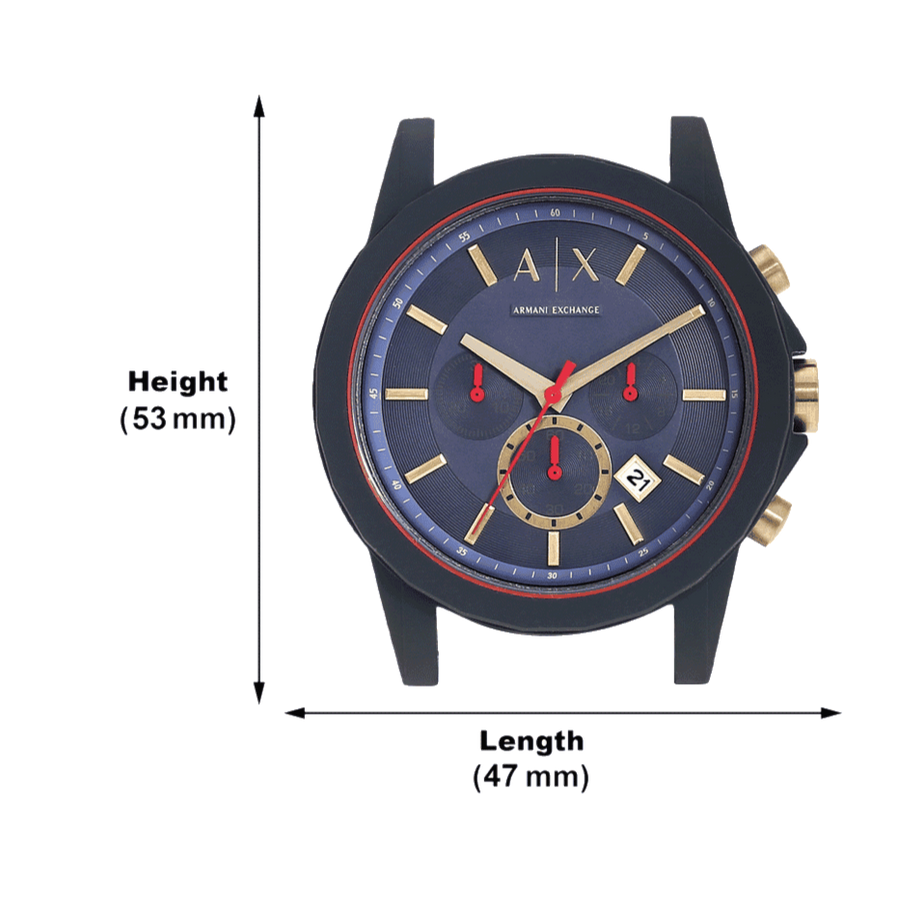 Armani Exchange Outerbanks Chronograph Blue Dial Blue Silicone Strap Watch For Men - AX1335