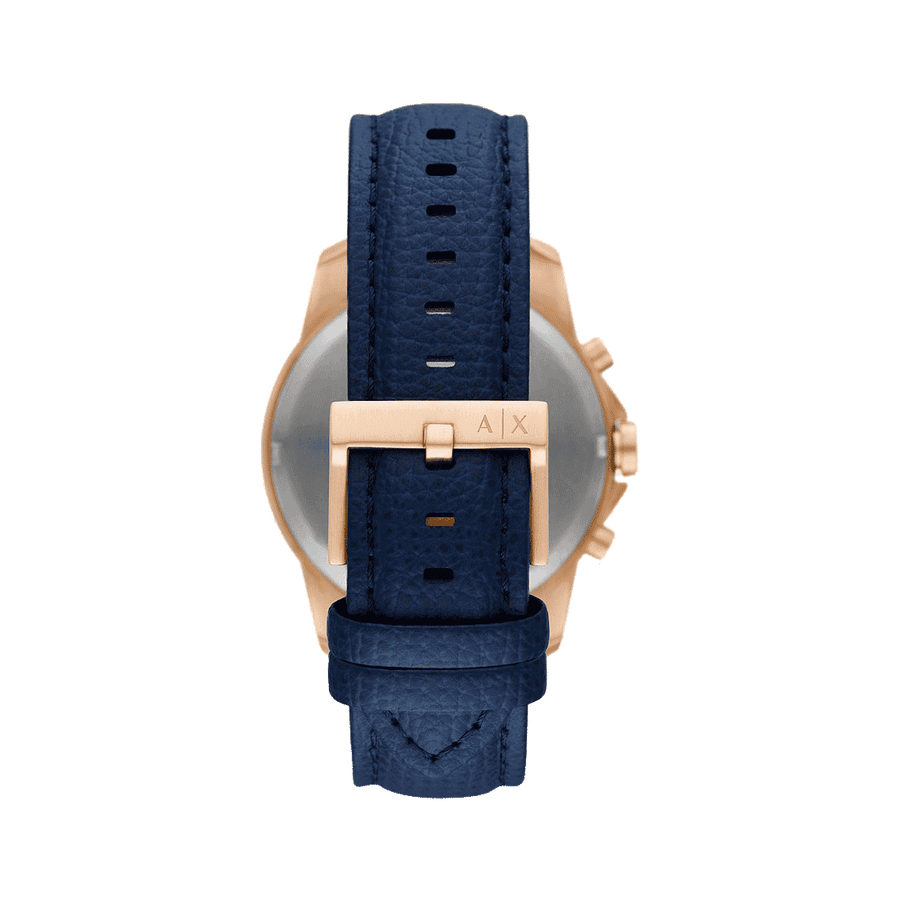 Armani Exchange Banks Chronograph Blue Dial Blue Leather Strap Watch For Men - AX1723