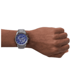 Armani Exchange Banks Chronograph Blue Dial Grey Steel Strap Watch For Men - AX1731
