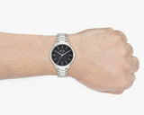 Armani Exchange Cayde Analog Black Dial Silver Steel Strap Watch For Men - AX2700