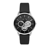 Armani Exchange Cayde Chronograph Black Dial Black Leather Strap Watch for Men - AX2745