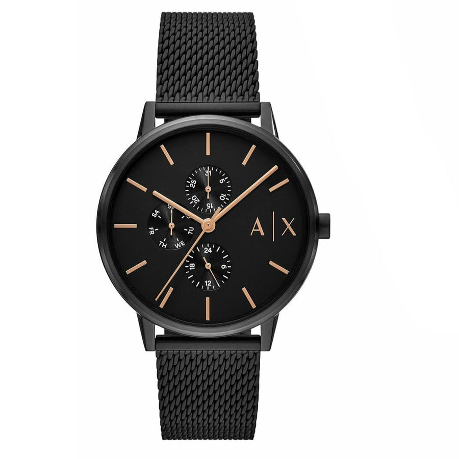 Armani Exchange Cayde Chronograph Black Dial Black Mesh Strap Watch For Men - AX2716