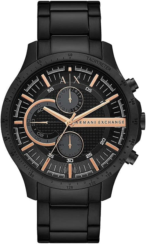 Armani Exchange Chronograph Black Dial Black Steel Strap Watch For Men - AX2429
