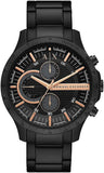 Armani Exchange Chronograph Black Dial Black Steel Strap Watch For Men - AX2429