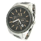 Armani Exchange Chronograph Black Dial Silver Steel Strap Watch For Men - AX1093
