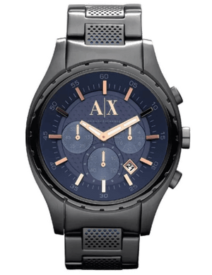 Armani Exchange Chronograph Blue Dial Grey Steel Strap Watch For Men - AX1166