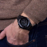 Armani Exchange Drexler Chronograph Black Dial Black Steel Strap Watch For Men - AX2601