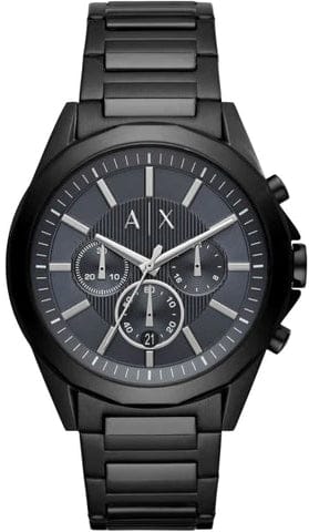 Armani Exchange Drexler Chronograph Black Dial Black Steel Strap Watch For Men - AX2639