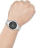 Armani Exchange Drexler Chronograph Black Dial Silver Steel Strap Watch for Men - AX2600