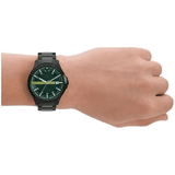 Armani Exchange Hampton Black Dial Black Steel Strap Watch For Men - AX2407