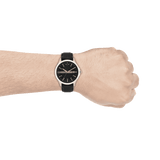 Armani Exchange Hampton Chronograph Black Dial Black Leather Strap Watch For Men - AX2101