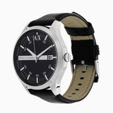 Armani Exchange Hampton Chronograph Black Dial Black Leather Strap Watch For Men - AX2101